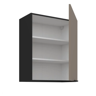 Horní kuchyňská skříňka LUNARA - šířka 60 cm, tmavě béžová / černá