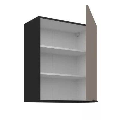 Horní kuchyňská skříňka LUNARA - šířka 60 cm, tmavě béžová / černá