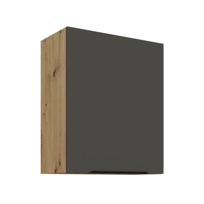 Horní kuchyňská skříňka LUNARA - šířka 60 cm, grafit / dub artisan