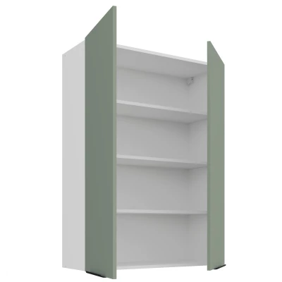 Vysoká horní kuchyňská skříňka LUNARA - šířka 80 cm, zelená / bílá