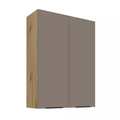 Vysoká horní kuchyňská skříňka LUNARA - šířka 80 cm, tmavě béžová / dub artisan