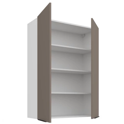 Vysoká horní kuchyňská skříňka LUNARA - šířka 80 cm, tmavě béžová / bílá