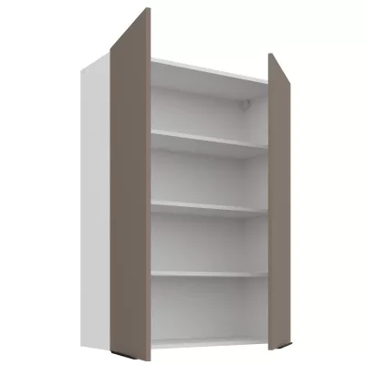 Vysoká horní kuchyňská skříňka LUNARA - šířka 80 cm, tmavě béžová / bílá