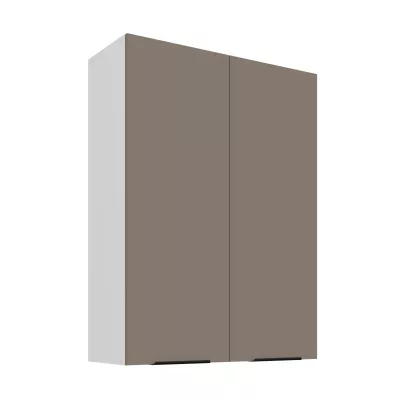 Vysoká horní kuchyňská skříňka LUNARA - šířka 80 cm, tmavě béžová / bílá
