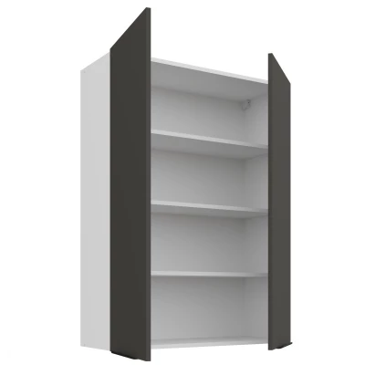 Vysoká horní kuchyňská skříňka LUNARA - šířka 80 cm, grafit / bílá