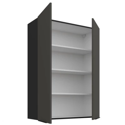 Vysoká horní kuchyňská skříňka LUNARA - šířka 80 cm, grafit / černá