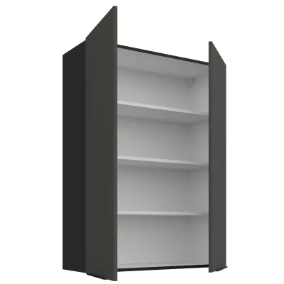 Vysoká horní kuchyňská skříňka LUNARA - šířka 80 cm, grafit / černá