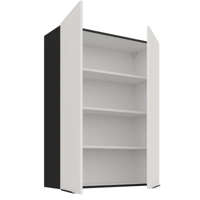 Vysoká horní kuchyňská skříňka LUNARA - šířka 80 cm, bílá / černá