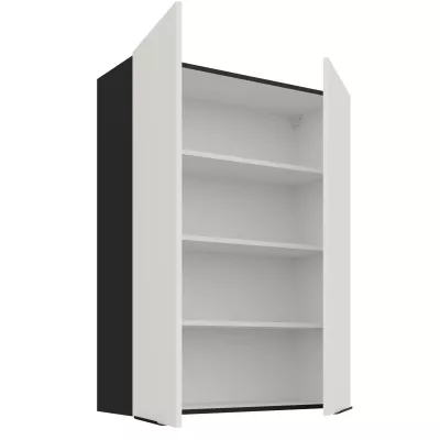 Vysoká horní kuchyňská skříňka LUNARA - šířka 80 cm, bílá / černá