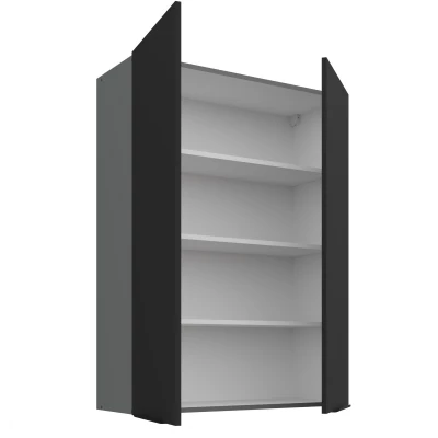 Vysoká horní kuchyňská skříňka LUNARA - šířka 80 cm, černá / antracit