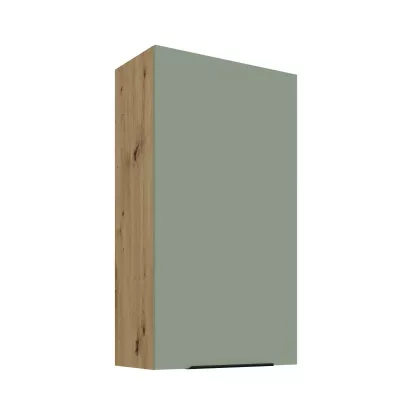 Vysoká horní kuchyňská skříňka LUNARA - šířka 60 cm, zelená / dub artisan
