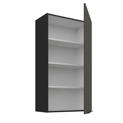 Vysoká horní kuchyňská skříňka LUNARA - šířka 60 cm, grafit / černá