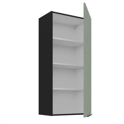 Vysoká horní kuchyňská skříňka LUNARA - šířka 50 cm, zelená / černá