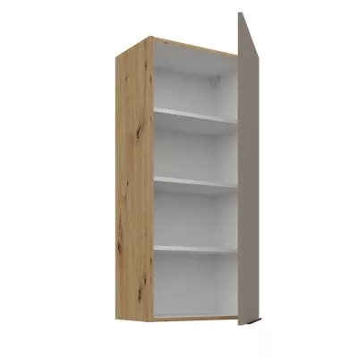 Vysoká horní kuchyňská skříňka LUNARA - šířka 50 cm, tmavě béžová / dub artisan