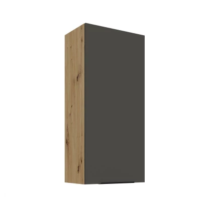 Vysoká horní kuchyňská skříňka LUNARA - šířka 50 cm, grafit / dub artisan