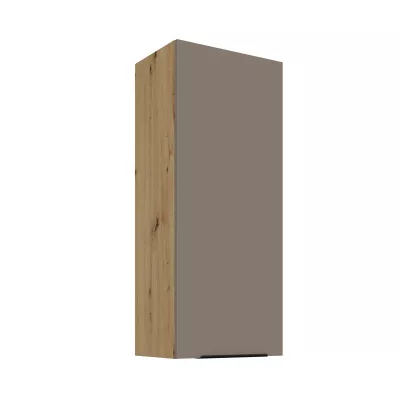 Vysoká horní kuchyňská skříňka LUNARA - šířka 45 cm, tmavě béžová / dub artisan