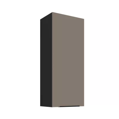 Vysoká horní kuchyňská skříňka LUNARA - šířka 45 cm, tmavě béžová / černá