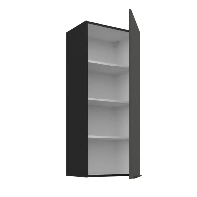 Vysoká horní kuchyňská skříňka LUNARA - šířka 45 cm, grafit / černá