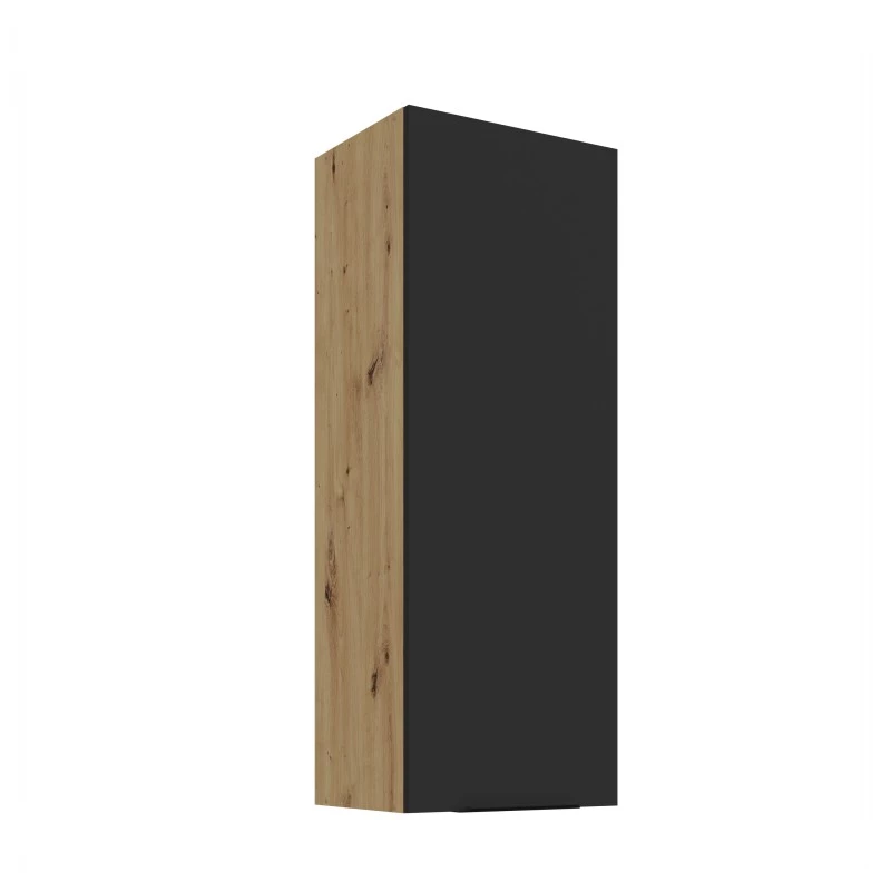 Vysoká horní kuchyňská skříňka LUNARA - šířka 40 cm, černá / dub artisan