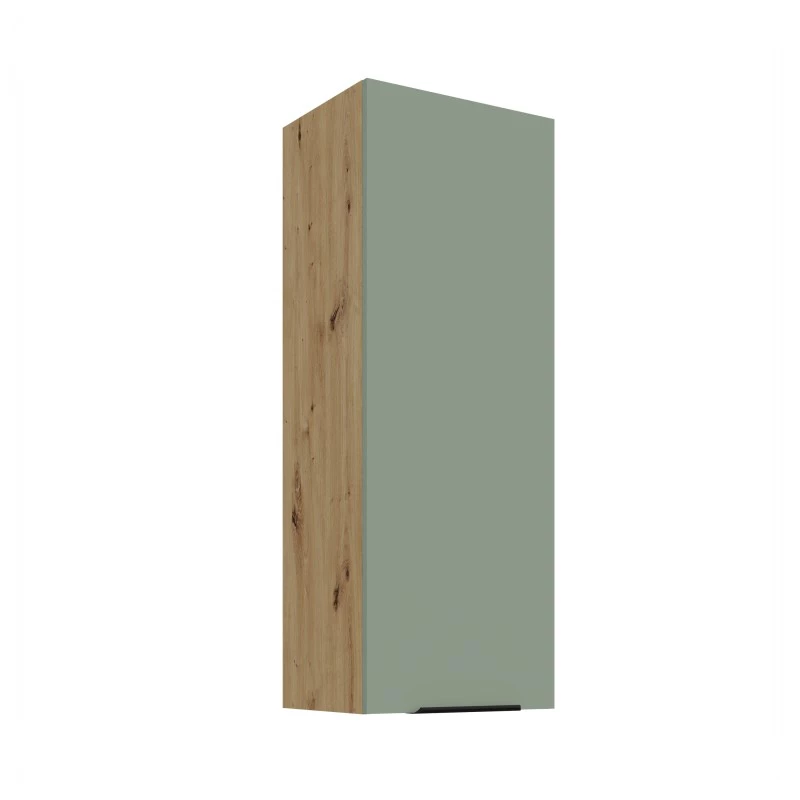 Vysoká horní kuchyňská skříňka LUNARA - šířka 40 cm, zelená / dub artisan