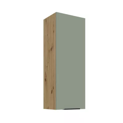 Vysoká horní kuchyňská skříňka LUNARA - šířka 40 cm, zelená / dub artisan