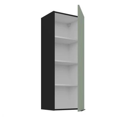 Vysoká horní kuchyňská skříňka LUNARA - šířka 40 cm, zelená / černá
