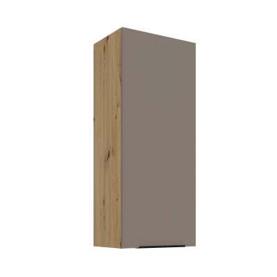 Vysoká horní kuchyňská skříňka LUNARA - šířka 40 cm, tmavě béžová / dub artisan