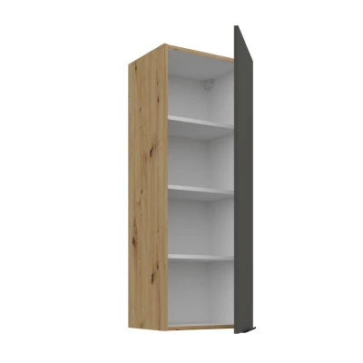 Vysoká horní kuchyňská skříňka LUNARA - šířka 40 cm, grafit / dub artisan