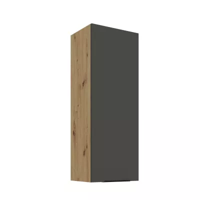 Vysoká horní kuchyňská skříňka LUNARA - šířka 40 cm, grafit / dub artisan