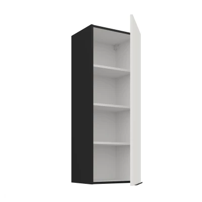 Vysoká horní kuchyňská skříňka LUNARA - šířka 40 cm, bílá / černá
