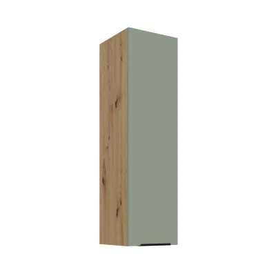 Vysoká horní kuchyňská skříňka LUNARA - šířka 30 cm, zelená / dub artisan