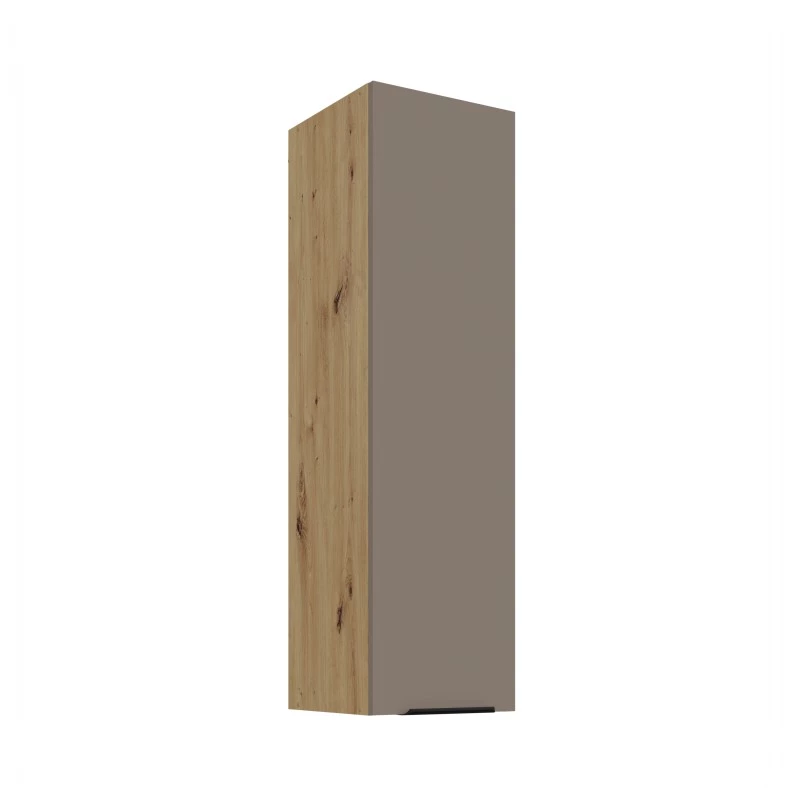Vysoká horní kuchyňská skříňka LUNARA - šířka 30 cm, tmavě béžová / dub artisan