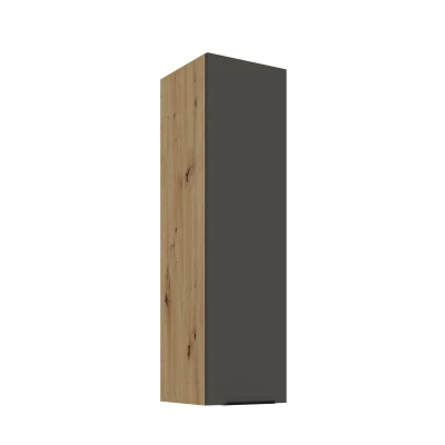 Vysoká horní kuchyňská skříňka LUNARA - šířka 30 cm, grafit / dub artisan
