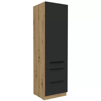 Potravinová skříň se šuplíky LUNARA - šířka 60 cm, černá / dub artisan