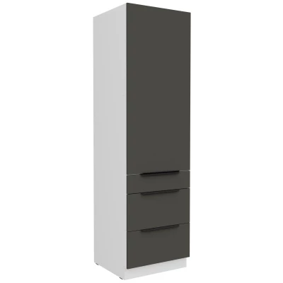 Potravinová skříň se šuplíky LUNARA - šířka 60 cm, grafit / bílá