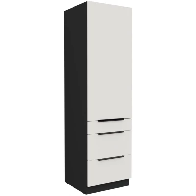 Potravinová skříň se šuplíky LUNARA - šířka 60 cm, bílá / černá