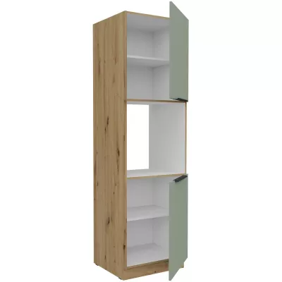 Kuchyňská skříň na vestavnou troubu LUNARA - šířka 60 cm, zelená / dub artisan
