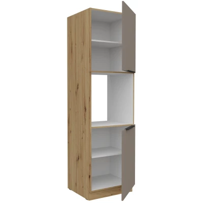 Kuchyňská skříň na vestavnou troubu LUNARA - šířka 60 cm, tmavě béžová / dub artisan