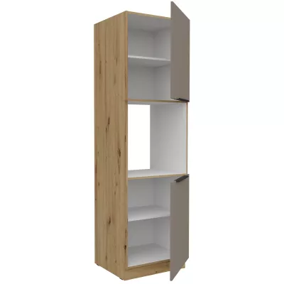 Kuchyňská skříň na vestavnou troubu LUNARA - šířka 60 cm, tmavě béžová / dub artisan