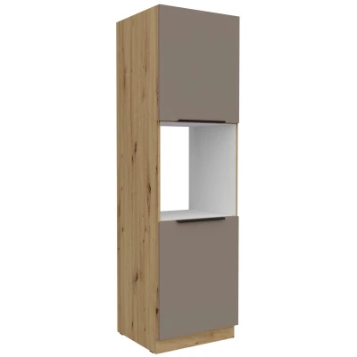 Kuchyňská skříň na vestavnou troubu LUNARA - šířka 60 cm, tmavě béžová / dub artisan