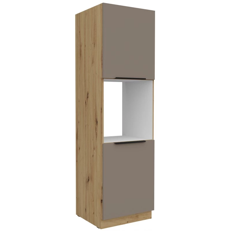 Kuchyňská skříň na vestavnou troubu LUNARA - šířka 60 cm, tmavě béžová / dub artisan