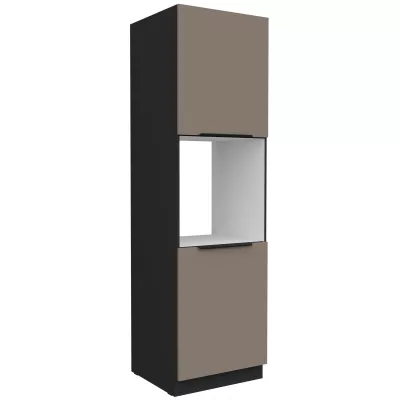 Kuchyňská skříň na vestavnou troubu LUNARA - šířka 60 cm, tmavě béžová / černá