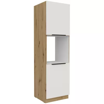 Kuchyňská skříň na vestavnou troubu LUNARA - šířka 60 cm, bílá / dub artisan