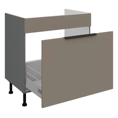 Dolní skříňka na dřez LUNARA - šířka 80 cm, tmavě béžová / antracit
