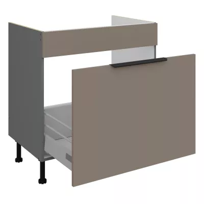 Dolní skříňka na dřez LUNARA - šířka 80 cm, tmavě béžová / antracit