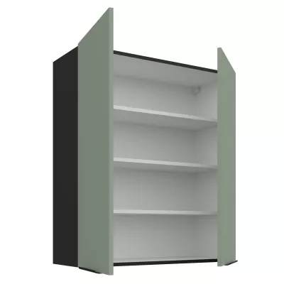 Vysoká horní skříňka LUNARA - šířka 80 cm, zelená / černá