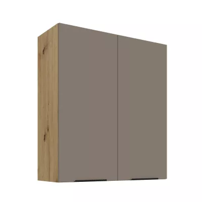Vysoká horní skříňka LUNARA - šířka 80 cm, tmavě béžová / dub artisan