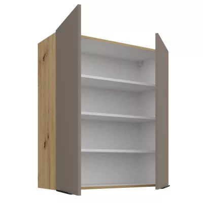 Vysoká horní skříňka LUNARA - šířka 80 cm, tmavě béžová / dub artisan