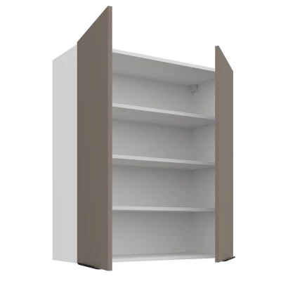 Vysoká horní skříňka LUNARA - šířka 80 cm, tmavě béžová / bílá