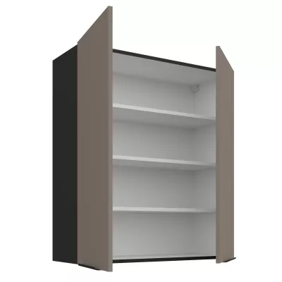 Vysoká horní skříňka LUNARA - šířka 80 cm, tmavě béžová / černá
